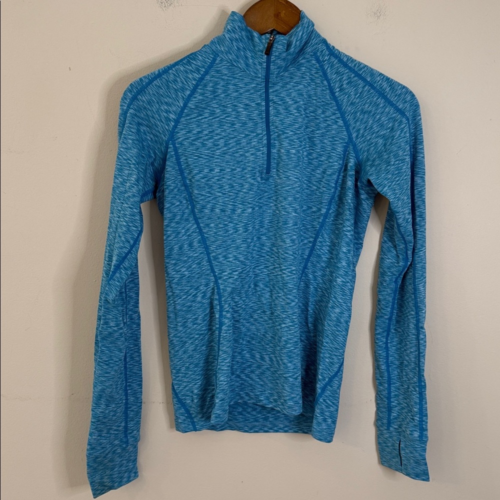 REI active wear jacket heather teal 1/4 zip mock turtleneck long sleeves SZ XS